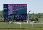 The Laurel Park video board on Preakness day 2026