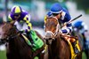 Stark Contrast with jockey Flavien Prat wins the American Turf G1 turf race at Churchill Downs in Louisville, Ky., on May 2, 2026.