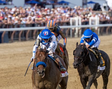 Nysos wins the Met Mile at Saratoga Race Course