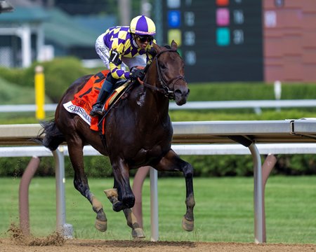 Englishman rolls to victory in the Woody Stephens Stakes at Saratoga Race Course