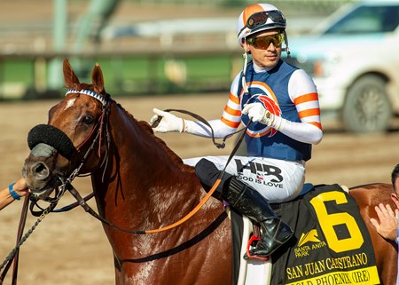 Gold Phoenix after capturing his 10th graded stakes victory in the San Juan Capistrano Stakes at Santa Anita Park