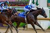 Harrodsburg with Luis Seaz wins the Bango (G3) at Churchill Downs on June 27, 2026. Built in second. 
