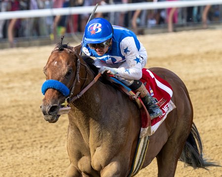 Nysos wins the June 6 Metropolitan Handicap at Saratoga Race Course