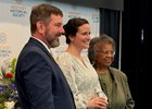 Scott Alvey and Sheila Mason (R) of the Kentucky Historical Society with Keeneland Library Director Roda Ferraro