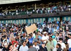 The crowd ahead of the last race on Sunday, June 28, 2026 at Aqueduct Racetrack