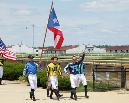 Riders for Team Panama at the World Jockey Challenge at Horseshoe Indianapolis