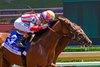 Ways and Means (outside) with Flavien Prat wins the Bed o’Roses (G2)  in Saratoga Springs, N.Y., on June 4, 2026. 
