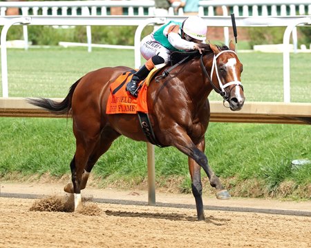 Deep Flame wins the Maxfield Stakes at Churchill Downs