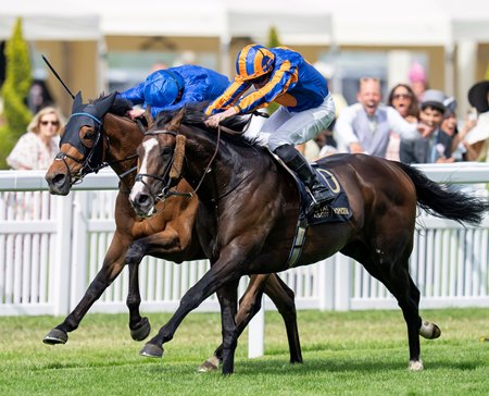 Scandinavia (outside) digs deep to edge past Trawlerman in the final strides to win the Gold Cup Stakes at Ascot Racecourse