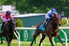 Midstretch West End Kid on the lead. West End Kid with Tyler Gaffalione wins the Pennine Ridge (G3T)  in Saratoga Springs, N.Y., on June 4, 2026. 
