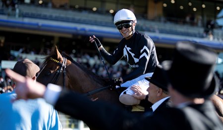 Bacio, under Juan Hernandez, after winning the Palace Of Holyroodhouse Stakes at Ascot Racecourse