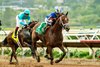 Multiple stakes-winner Journalism and jockey Umberto Rispoli, right, win the Grade II $300,000 San Diego Handicap Saturday, July 18, 2026 at Del Mar Thoroughbred Club, Del Mar, CA.  The well-traveled son of Curlin is trained by Michael McCarthy and owned by Eclipse Thoroughbred Partners, Bridlewood Farms, Don Alberto Stable, et al..
Benoit Photo