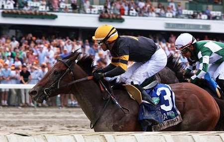 Baby Vino wins the Haskell Stakes at Monmouth Park