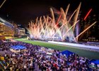 A pyrotechnics show lights up the night sky to celebrate the successful conclusion of the 2025/26 racing season at Happy Valley Racecourse