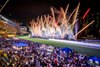 A pyrotechnics show lights up the night sky to celebrate the successful conclusion of the 2025/26 racing season at Happy Valley Racecourse