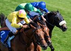 Dr Rascal (Kaiya Fraser (nearest) beats Haffner (Ryan Moore, centre) and Al Hudaiba in the Vintage Stakes
Goodwood 28.7.26 Pic: Edward Whitaker