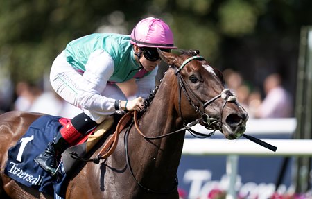Blue Bolt wins the 2026 Falmouth Stakes at Newmarket Racecourse