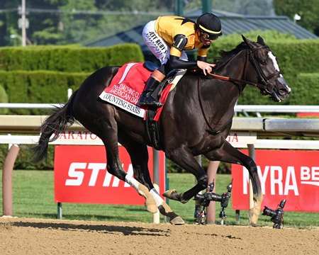 Counting Stars wins the Coaching Club American Oaks at Saratoga Race Course