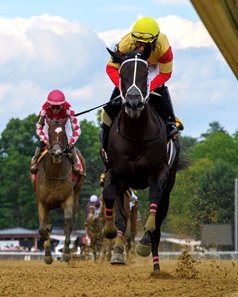 Harper's Corner wins the Schuylerville Stakes at Saratoga Race Course