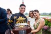 Jockey Jorge A. Vargas, Jr.with his family after guiding Baby Vino to victory in the $1,000,000 Grade I Haskell Stakes at Monmouth Park Racetrack in Oceanport, NJ on Saturday July 18, 2026. Photo By Bill Denver/EQUI-PHOTO