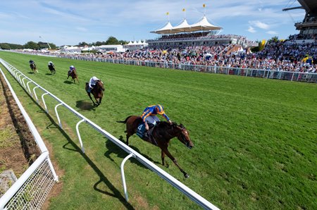 Diamond Necklace pulls away from the opposition in the Nassau Stakes at Goodwood Racecourse