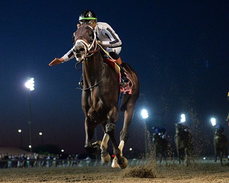 Navajo Warrior wins the Cornhusker Handicap at Prairie Meadows