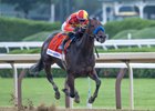 Explora with jockey Flavien Prat on the way tot he win in the 101st running of The Test presented by Ticketmaster at the Saratoga Race Course Saturday Aug.6, 2026 in Saratoga Springs, N.Y. Photo by Skip Dickstein