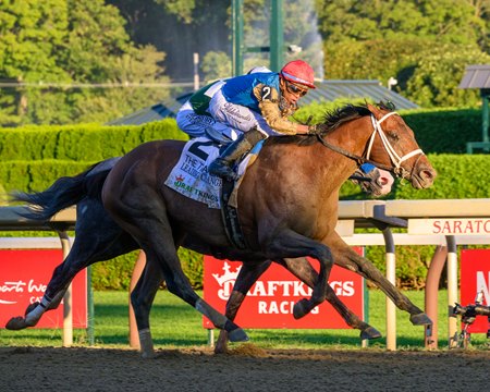 Leading Change wins the Travers Stakes at Saratoga Race Course