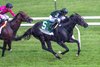Deterministic with jockey Kendrick Carmouche, pulls away from the competition on the way to the win in the 42nd running of these Fourstardave at the Saratoga Race Course Saturday Aug.6, 2026 in Saratoga Springs, N.Y.  Photo by Skip Dickstein