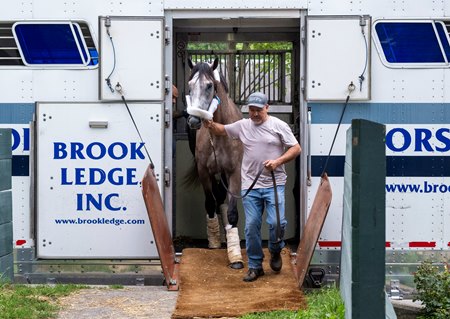 Ted Noffey arrives at Saratoga Race Course