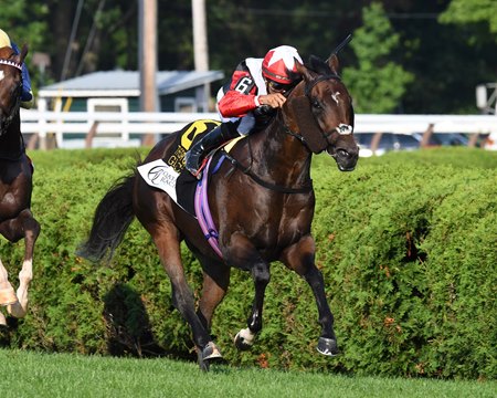 Glacius wins the Saratoga Derby Stakes at Saratoga Race Course