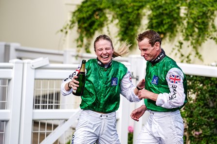 Saffie Osborne (left) and Ryan Moore at the Shergar Cup