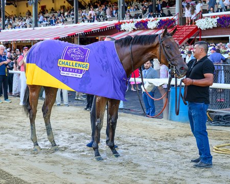 Ways and Means after winning the Ballerina Stakes at Saratoga Race Course