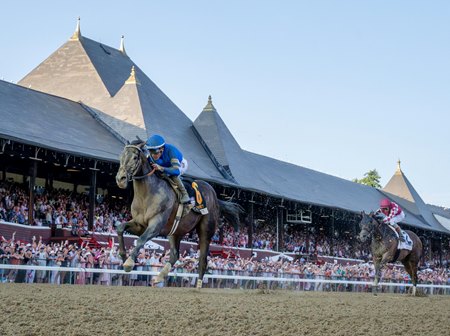 Sovereignty scores a resounding victory in the Whitney Stakes at Saratoga Race Course