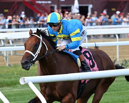 Wood Island wins the Skidmore Stakes at Saratoga Race Course