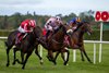 Hotazhell (Shane Foley, centre) wins the Gr.1 Irish Champion Stakes from Constitution River and Wimbledon Hawkeye. 
Irish Champions Festival day 1.
Leopardstown.
Photo: Patrick McCann/Racing Post
12.09.2026.

