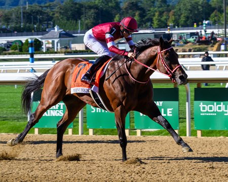 Forever Young wins the Jockey Club Gold Cup Stakes at Belmont Park
