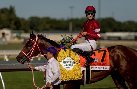 Forever Young after his victory in the Jockey Club Gold Cup Stakes at Belmont Park