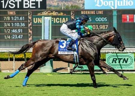 Cabo Spirit wins the City of Hope Mile Stakes at Santa Anita Park