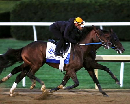 Magnitude works to the outside of Publisher Oct. 17 at Keeneland