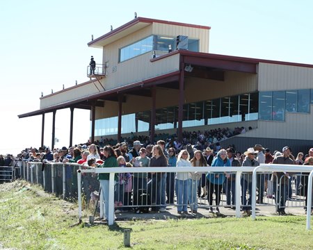 The crowd gathers for opening day at Eureka Downs