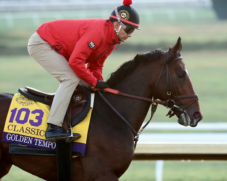 Golden Tempo gallops Oct. 28 at Keeneland