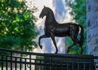 Breeders' Cup ecorche statue near the paddock. 
Morning training at Keeneland
 in Lexington, Ky. on Oct. 20, 2026. 