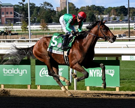 U. S. S. Valor rolls to victory in the Champagne Stakes at Belmont Park