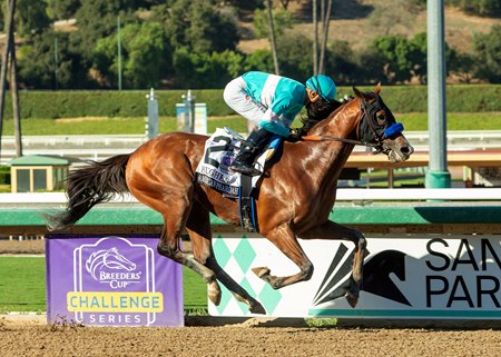 Hughes wins the American Pharoah Stakes at Santa Anita Park