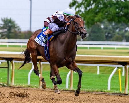 Emphatic wins the Alcibiades Stakes at Keeneland