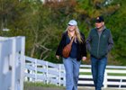 (L-r): Taylor and Elliott Logan walking back to the barn. 
Morning training at Keeneland
 in Lexington, Ky. on Oct. 16, 2026. 