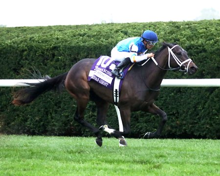 Serenas Ghost pulls away in the Jessamine Stakes at Keeneland