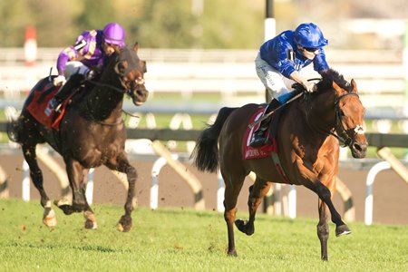 Arabian Crown draws away to capture the Canadian International Stakes at Woodbine