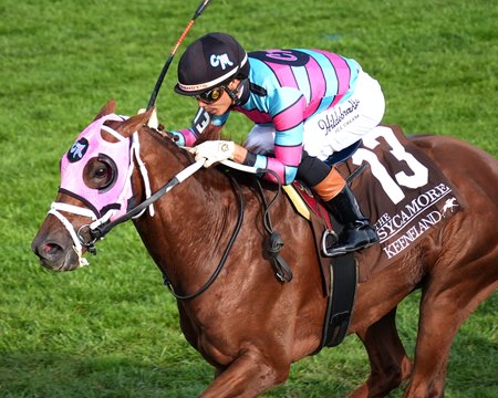 Lambeth wins his first graded stakes in the Sycamore Stakes at Keeneland